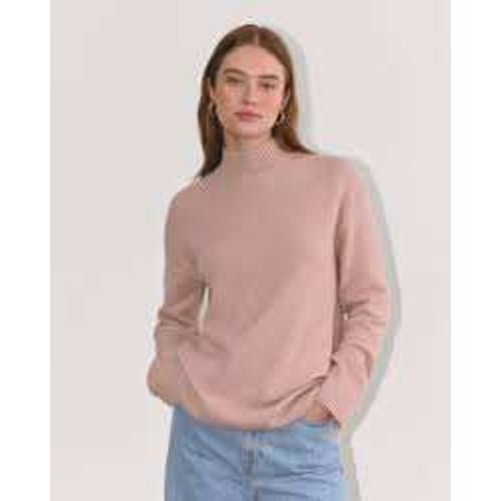 Everlane Dusty Rose Mockneck Ribbed Knit Sweater Womens XS Oversized Minimalist